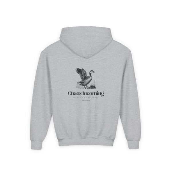 Kid's Hooded Sweatshirt; Goose on the loose - Image 4